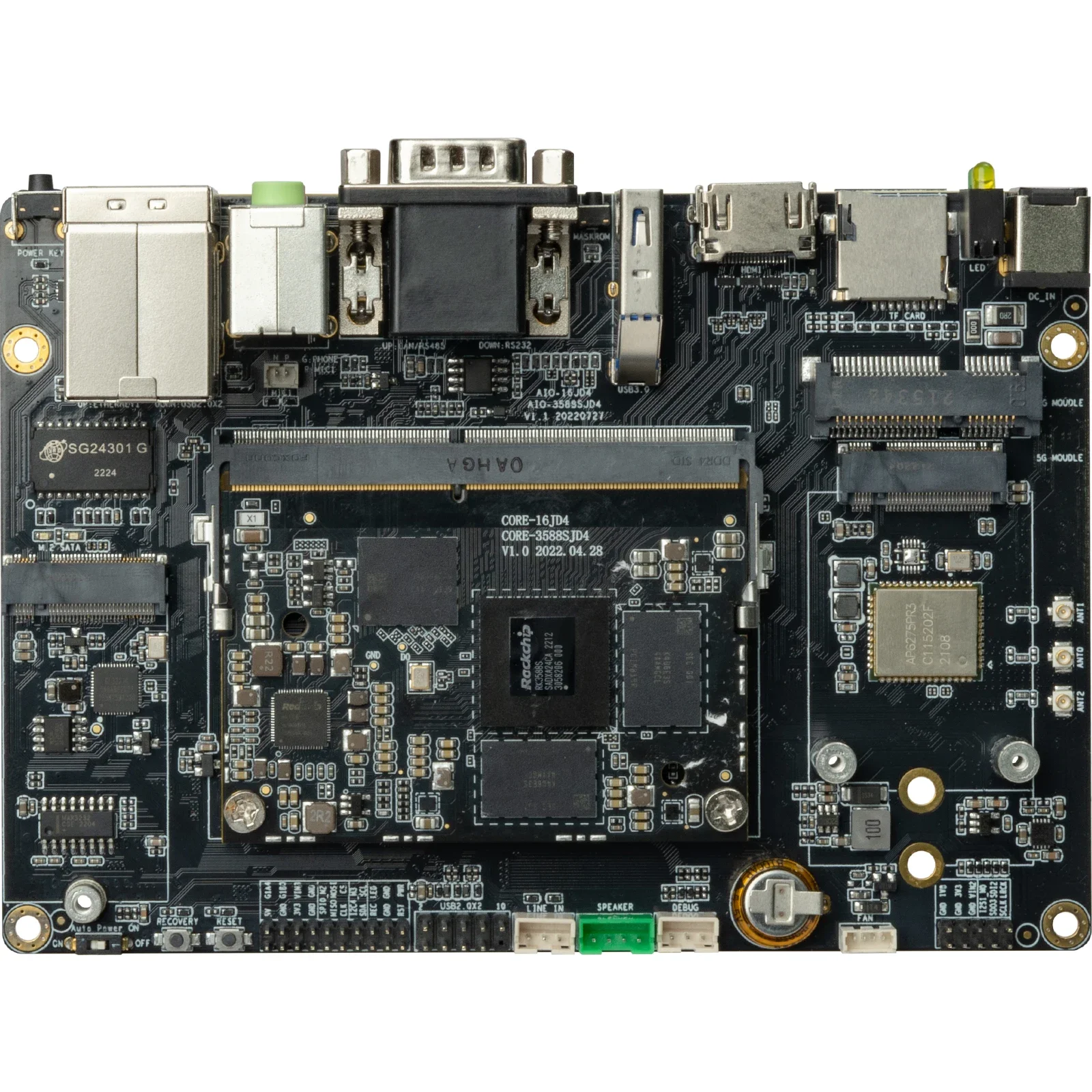 AIO-3588SJD4 Placa base AI de 8 núcleos 8K Rockchip RK3588S nuevo procesador de 64 bits de 8 núcleos y Gigabit Ethernet y WiFi6 de doble banda