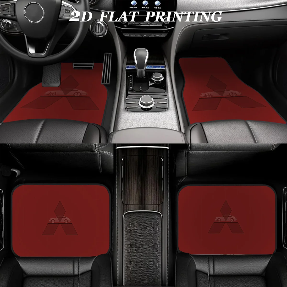 4pcs Unique For MITSUBISHI Classic Logo Car Mats | Premium Polyester Material, Universal Fit, Ideal For Car Interior Renovation