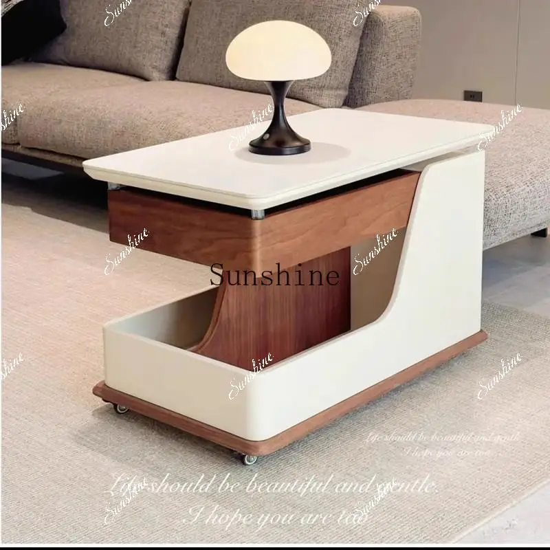 Solid wood movable trolley sofa side several small apartment living room balcony multi-functional lifting tea table  FT