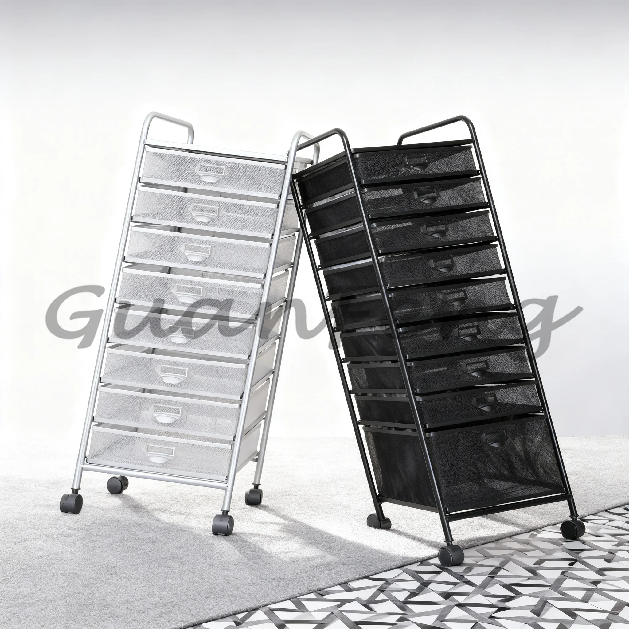 9/10 Drawer Metal Rolling Cart A3 File Organizer Multi-Layer Floor Standing Storage Rack Office Document Misc Sorting Cabinet