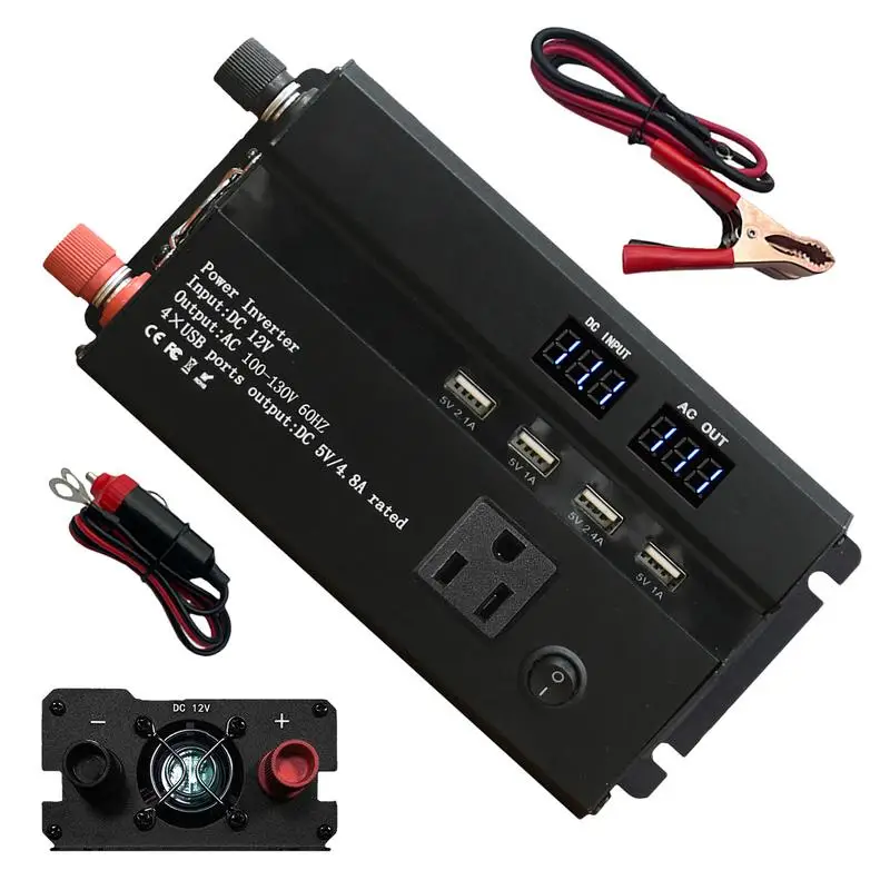 

Car Inverter 12V To 110V 3000W Car DC To AC Power Inverter With 4 USB Ports Fast Charging Car Adapter For Vehicles RV Truck