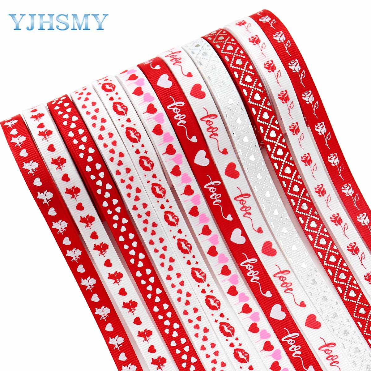 

Ленты на День святого Валентина, ленты из репсовой ткани с принтом шириной 3/8 дюйма для свадьбы, подарочная упаковка на День святого Валентина, поделки своими руками