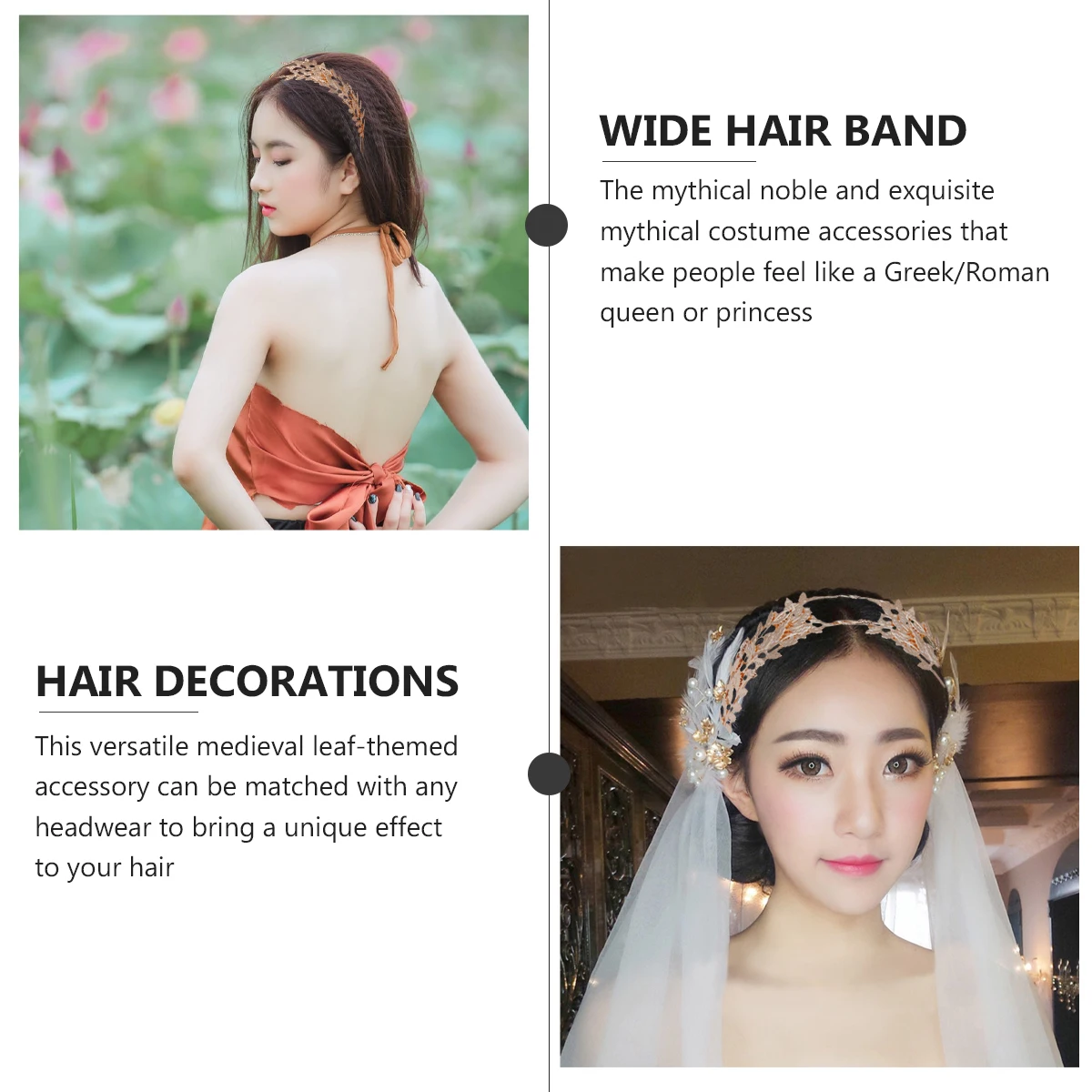 

Baroque Headband Lightweight Alloy Hair Accessory Bridesmaid Wedding Party Photo Props Selfie Hairstyle Tool Hoop Clasp