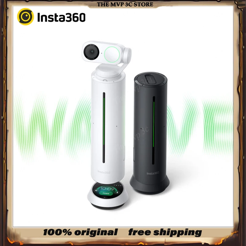 Insta360 Wave AI Omnidirectional Microphone & Speaker 360° 5-Meter Pickup Range Smart Noise Reduction Wireless Bluetooth Live