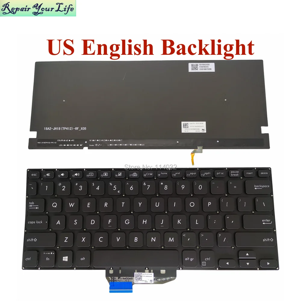 

Italian UI RU Russian Backlit keyboard for ASUS VivoBook flip 14 SF4100 V4000 TP412FA TP412UA TP412U ASM18A2 Keyboard Light