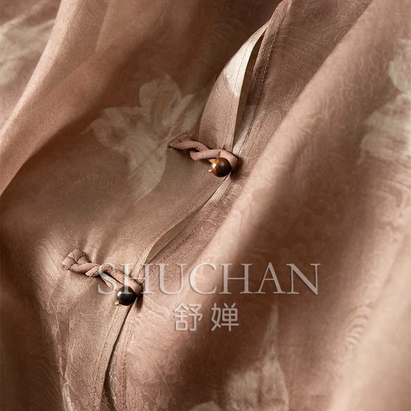 New Chinese Aesthetics Silk Organza Jacquard Cardigan Jacket Women 1Z94 Summer Thin Casacos Femininos Inverno 2025