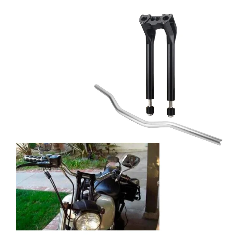 

1.5" Pullback 12" + 1" Risers for Harley Dyna Softail Street Bob Sportster FXR FXBB 38mm Clamp Mount Handlebar Handle Fat Bar
