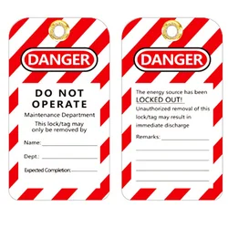 10 pcs/lot Waterproof inspection lockout tag Hanging Warning Sign padlock Danger tagout do not operate maintenance label tag