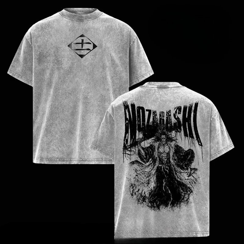 BLEACH Zaraki Kenpachi Graphic Tshirt Men Women Clothing Short Sleeve Cotton T-shirts Washed Tee Harajuku Unisex Loose T Shirt