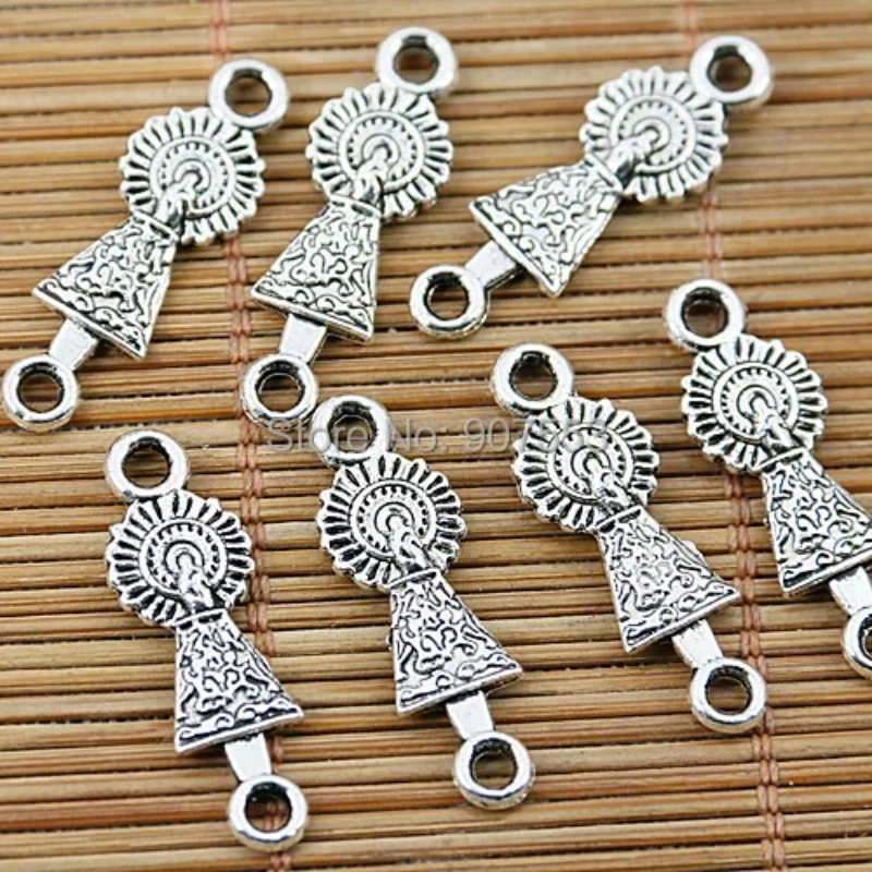 

20PCS 28*9mm hole 2.3mm Tibetan silver 2holes NTRA SRA DEL connectors EF1616 charms for jewelry making