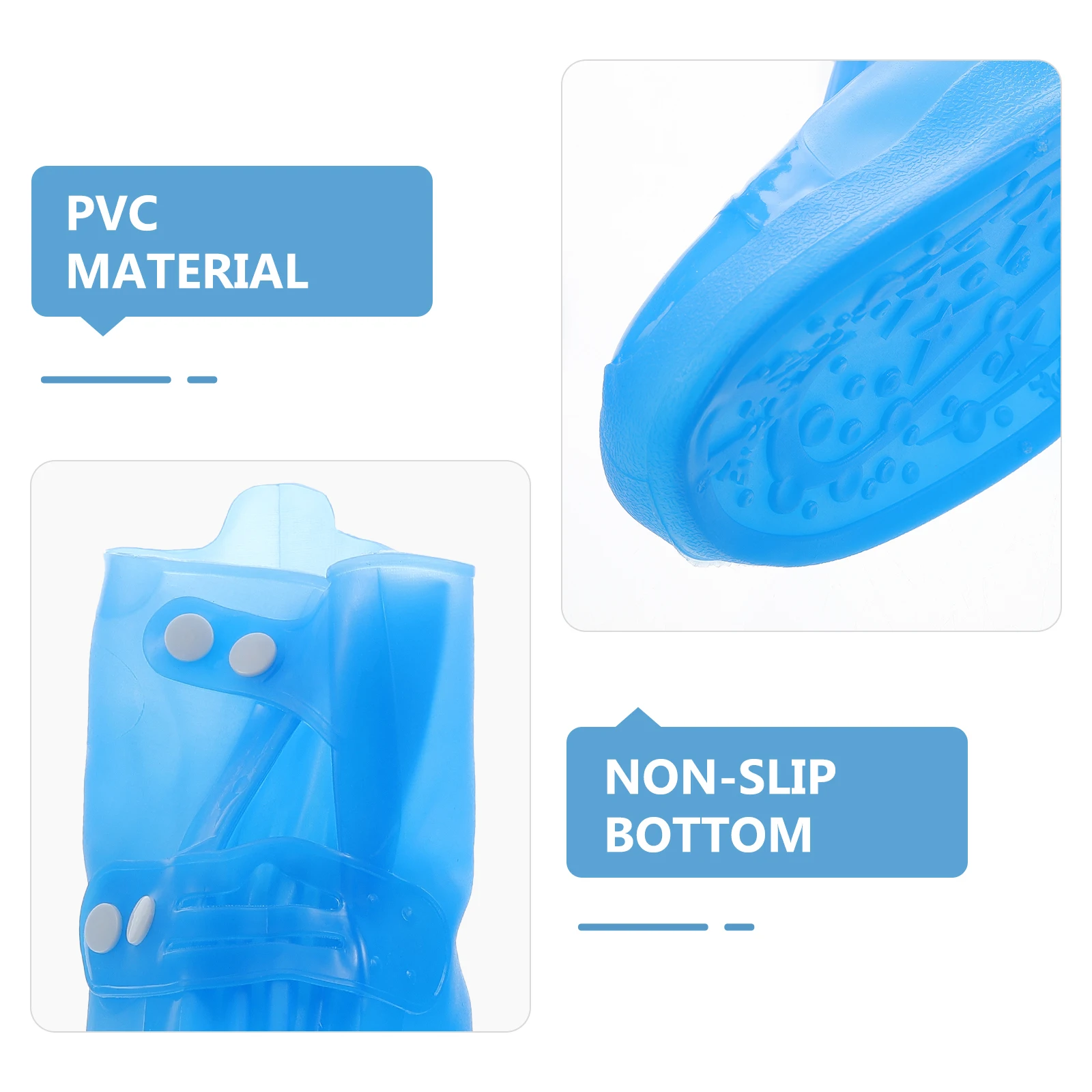 أغطية أحذية سميكة مقاومة للماء، واقيات PVC، تصميم زر غير قابل للانزلاق، أنماط نعلية للاستخدام المنزلي اليومي سميكة