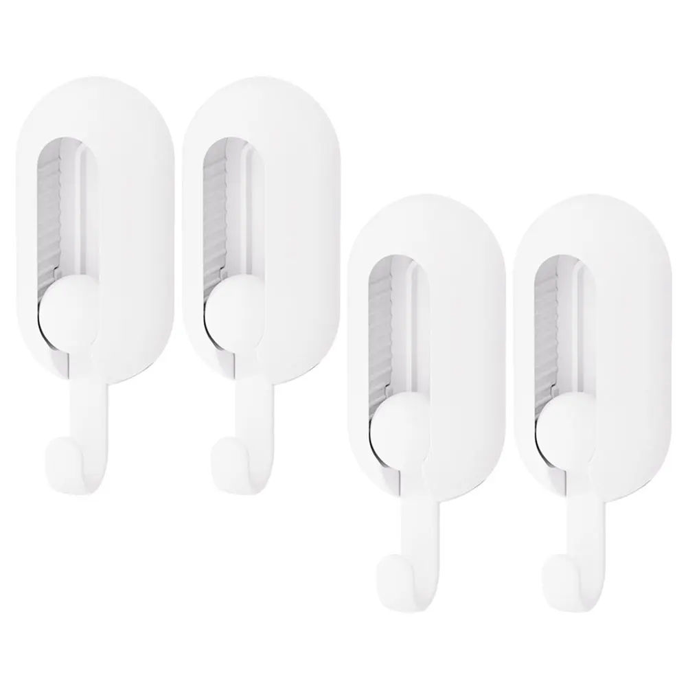 

4pcs Wall Hooks For Hanging Set Heavy Duty Swivel Universal Mounted Hooks White Kitchen Bedroom Bathroom Storage ganizer