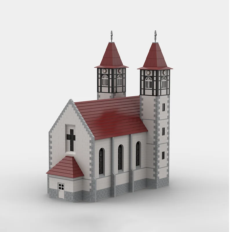 3077-Piece Custom Building Blocks Church Model, City Style Assembly Kit, Suitable for Home Decoration