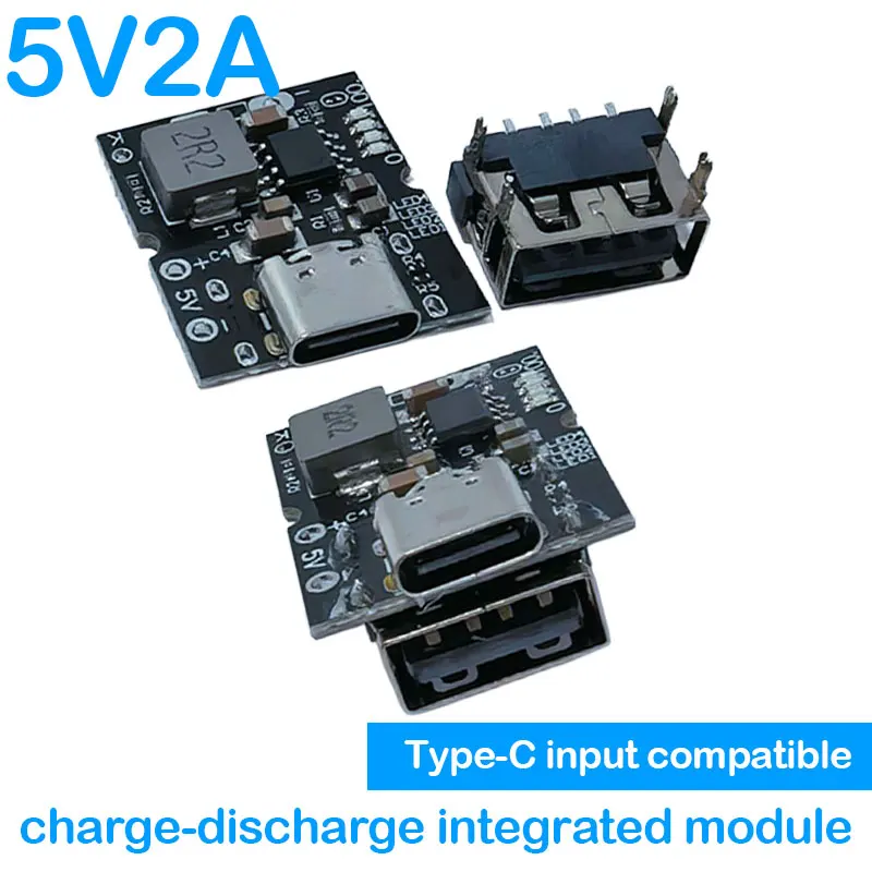 High-precision 5V2A charge-discharge integrated module Type-C input compatible with 4.2V lithium battery / 5V Boost Module