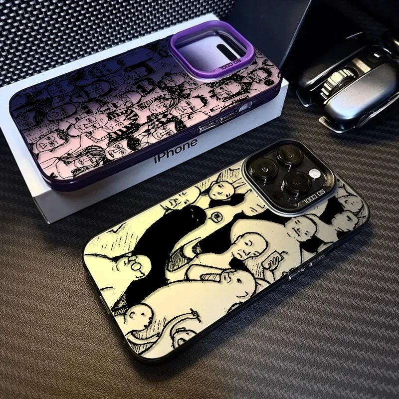 Black Humor Art For iPhone 15 14 13 12 11 Pro Max XS Max X XR 7 8 Plus 6S Fashion Colorful Silver Phone Case