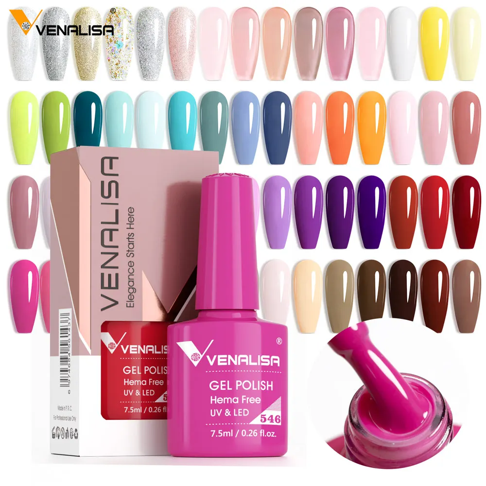 طلاء جل للأظافر VENALISA VIP5 7.5 مللي HEMA/TPO طلاء أظافر شبه دائم مجاني نسيج فائق لامع للغاية يدوم طويلاً