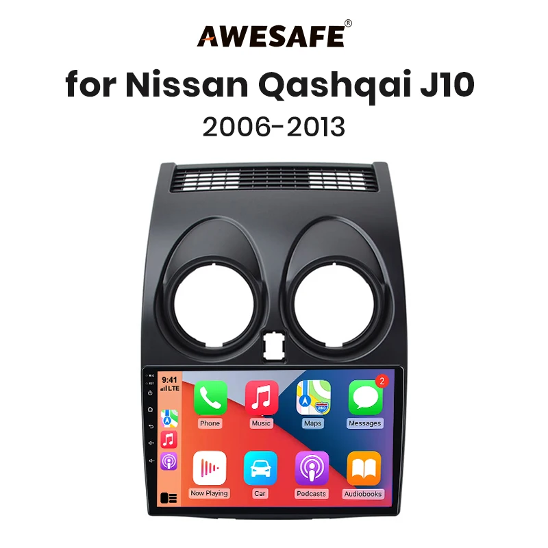 AWESAFE Draadloze CarPlay Android Auto Radio voor Nissan Qashqai J10 2006-2013 GPS Auto Navigatie Plug and Play met SWC RDS DSP - afbeelding 2