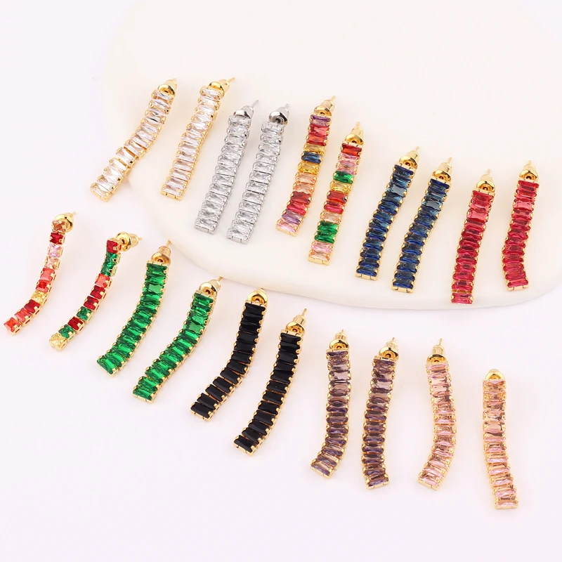 18K Gold Plated Rainbow CZ Earrings For Women Colorful Zircon Tassel Earrings Jewelry Wedding Bijoux Brincos