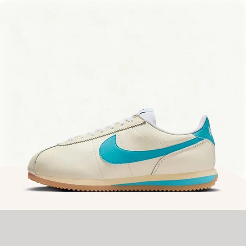 Nike Cortez Retro Versatile Lace-Up, Cushioned, Durable, Breathable Low-Top Running Shoes for Women in Beige and Blue HF4268-113