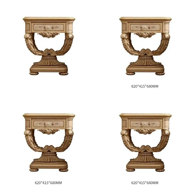 Wood Carving Bedside Table High Quality Custom Nightstand Latest Italian Design Bedroom Furniture Storage Cabinet