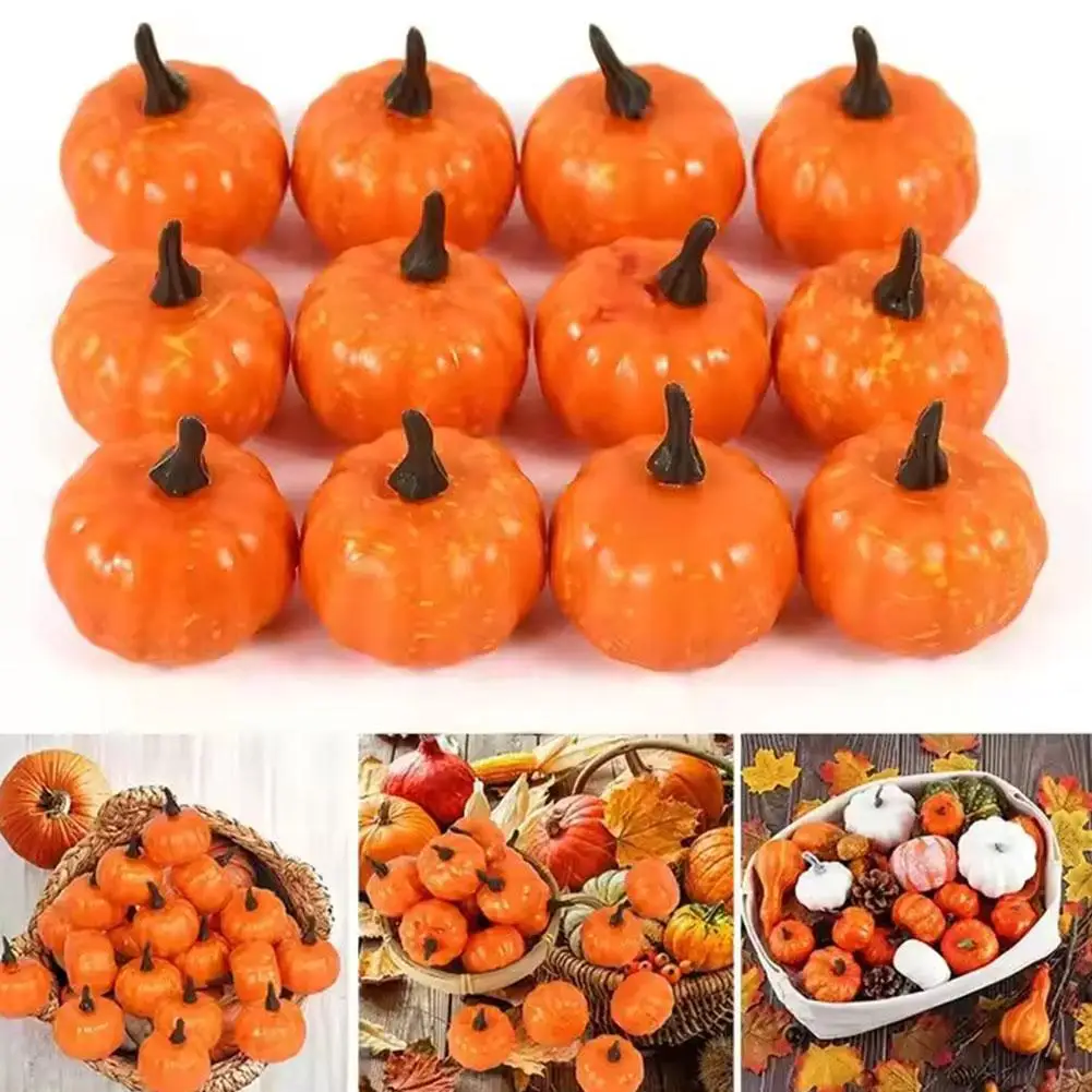 12 Pack Small Artificial Lifelike Pumpkin Fall Mini Pumpkins For Home Garden Fall Decor Thanksgiving Or Halloween Decoratio F6Q7