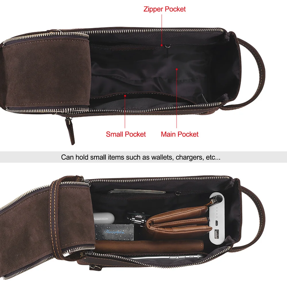 Echt leder Herren Clutch Taschen für Herren Handtasche bilden Toiletten artikel Rindsleder Geschäft große Kapazität Kosmetik Wasch beutel