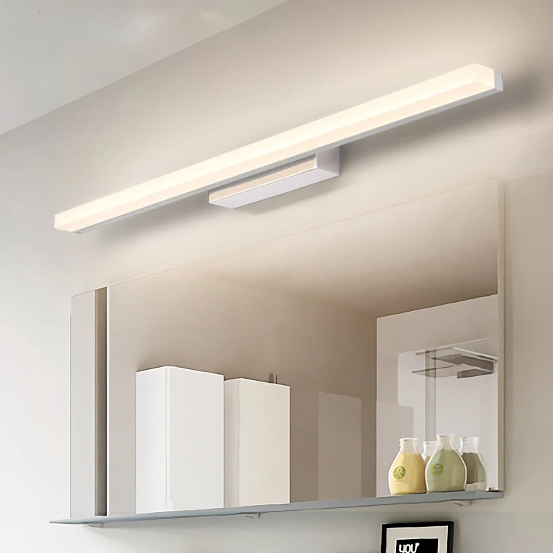 Luci anteriori a specchio a LED nordico lampade da parete lunghe bianche nere minimaliste per l'illuminazione interna del guardaroba dello specchio di vanità del bagno