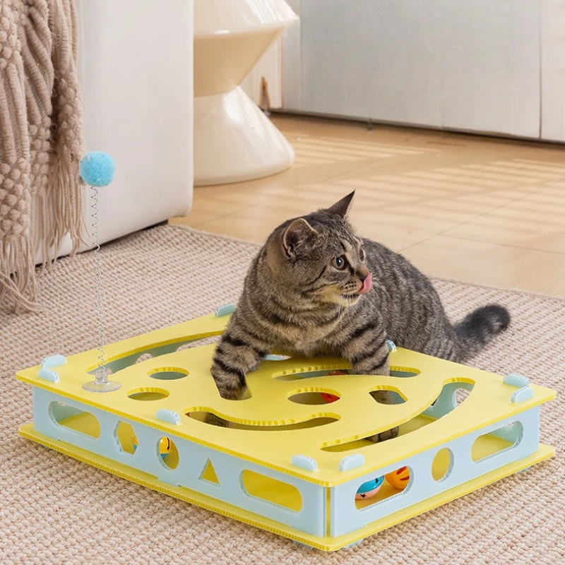 لعبة القط التفاعلية ألعاب الحفر Eco-PP لعبة المتاهة جرس كرات الربيع دعابة كبيرة 40 سنتيمتر متعددة القط لدغة آمنة قابل للغسل المفاجئة قفل #1