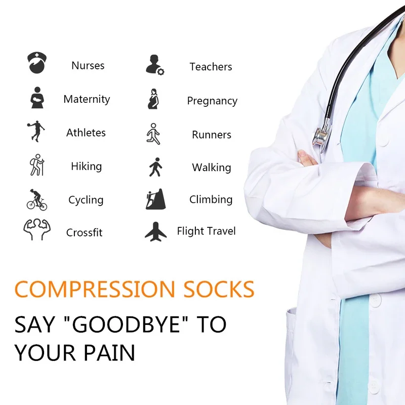 PR 3 Pairs/Pack Compression Socks Women Men Knee High 30MmHg Sports Socks Edema Diabetes Varicose Veins Running Socks Wholesale