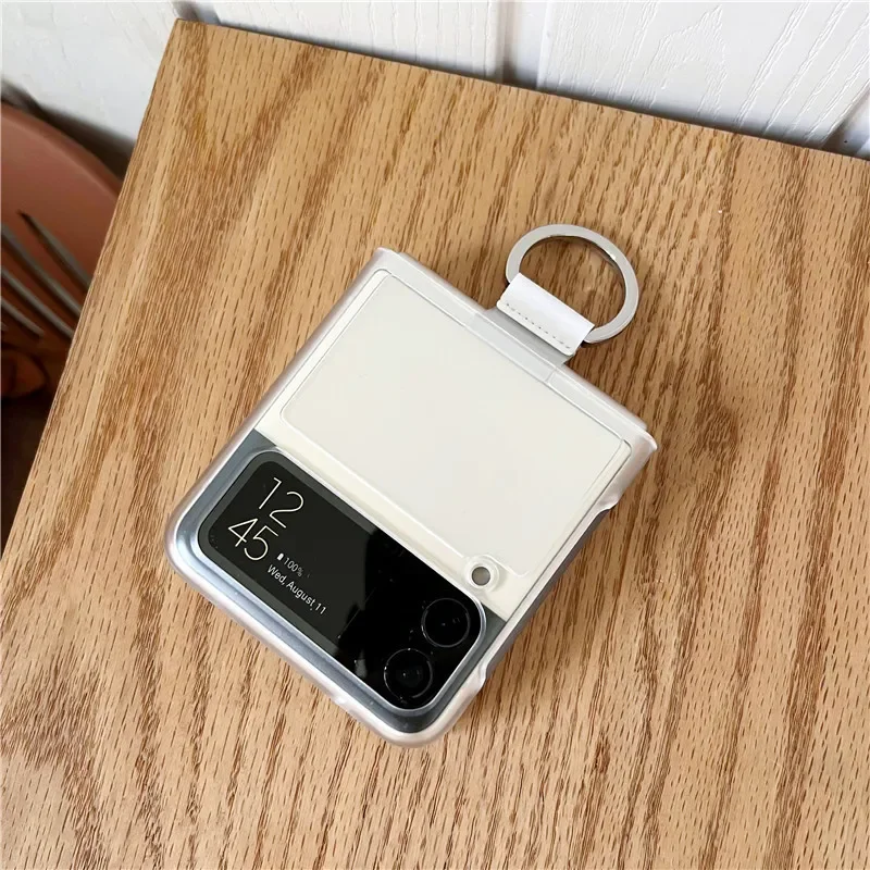 Matte Mobile Phone Case for Samsung Z Flip 5 4 3 Transparent Phone Cases with Ring Holder Clips Hard Cover for Galaxy Z Flip 5 4