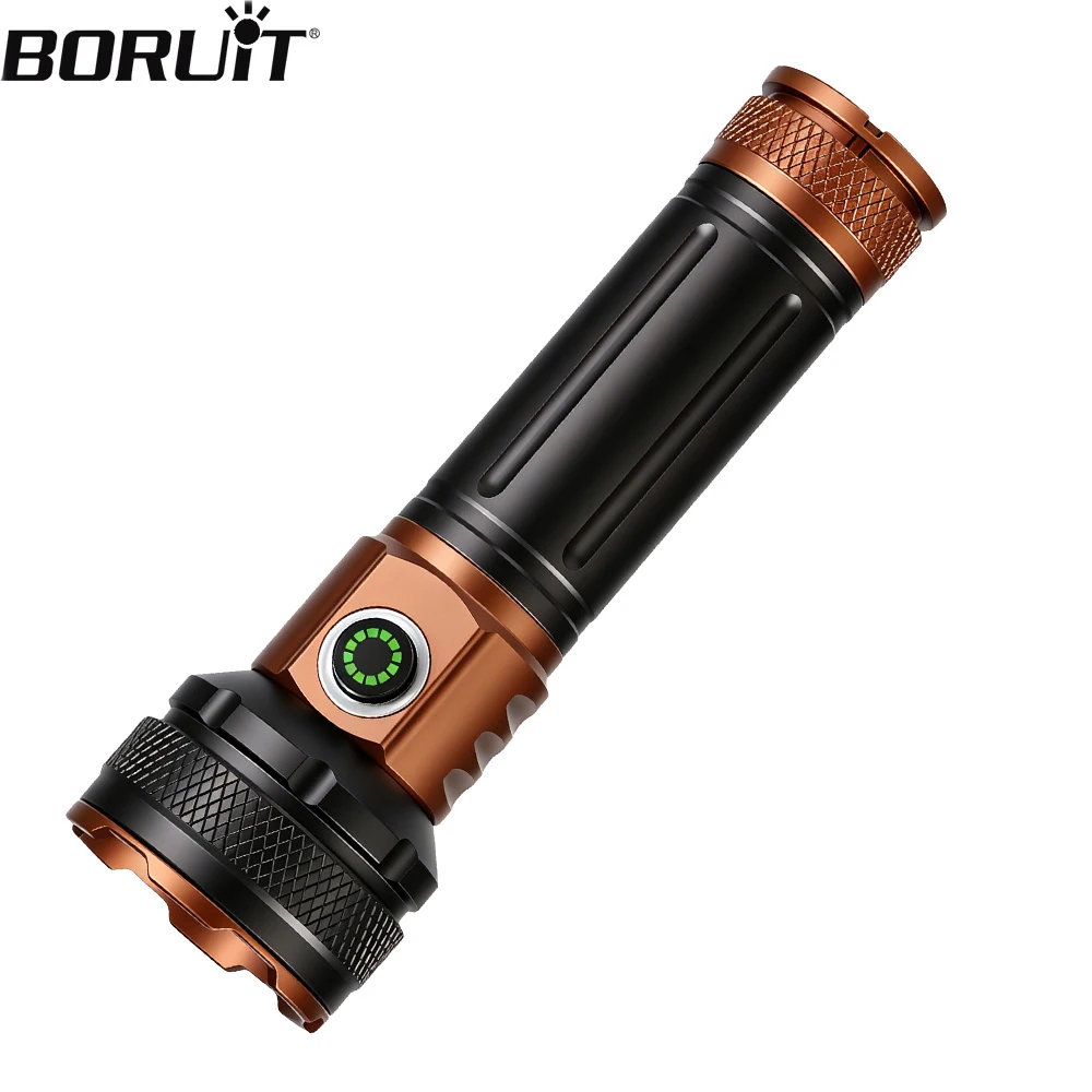 BORUiT Ultrahelle LED-Taschenlampe 1500LM Typ-C Wiederaufladbare Aluminiumlegierung-Taschenlampe 5 Modi Handtaschenlampe mit Magnet