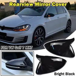 Car Rearview Side Mirror Cover Cap For VW GOLF 7 MK7 MK7.5 R GTI 2014-2020 Side Rear View Trim Case 1Pair Glossy Black Wing Cap