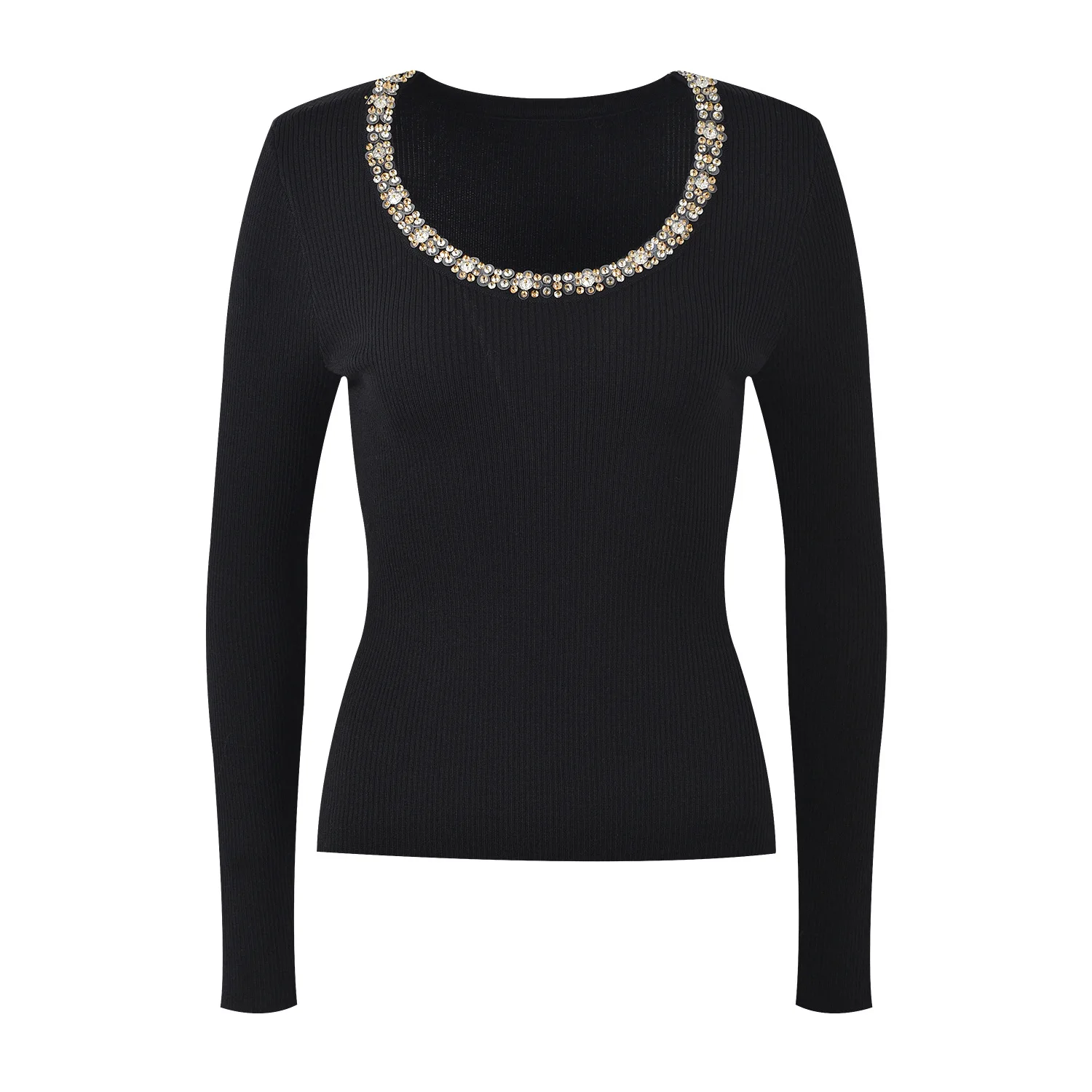 

Slim Fit Long Sve round Ne T-irt Inner Wear Base irt Glittering Tead Knitted Commute Sle Autumn New Arrival