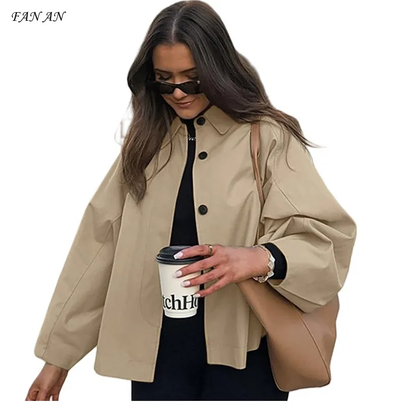 French Casual Collar Fashionable Solid Color Women's Trench Coat, 2024 Autumn And Winter New Item, Niche Minimalist Top