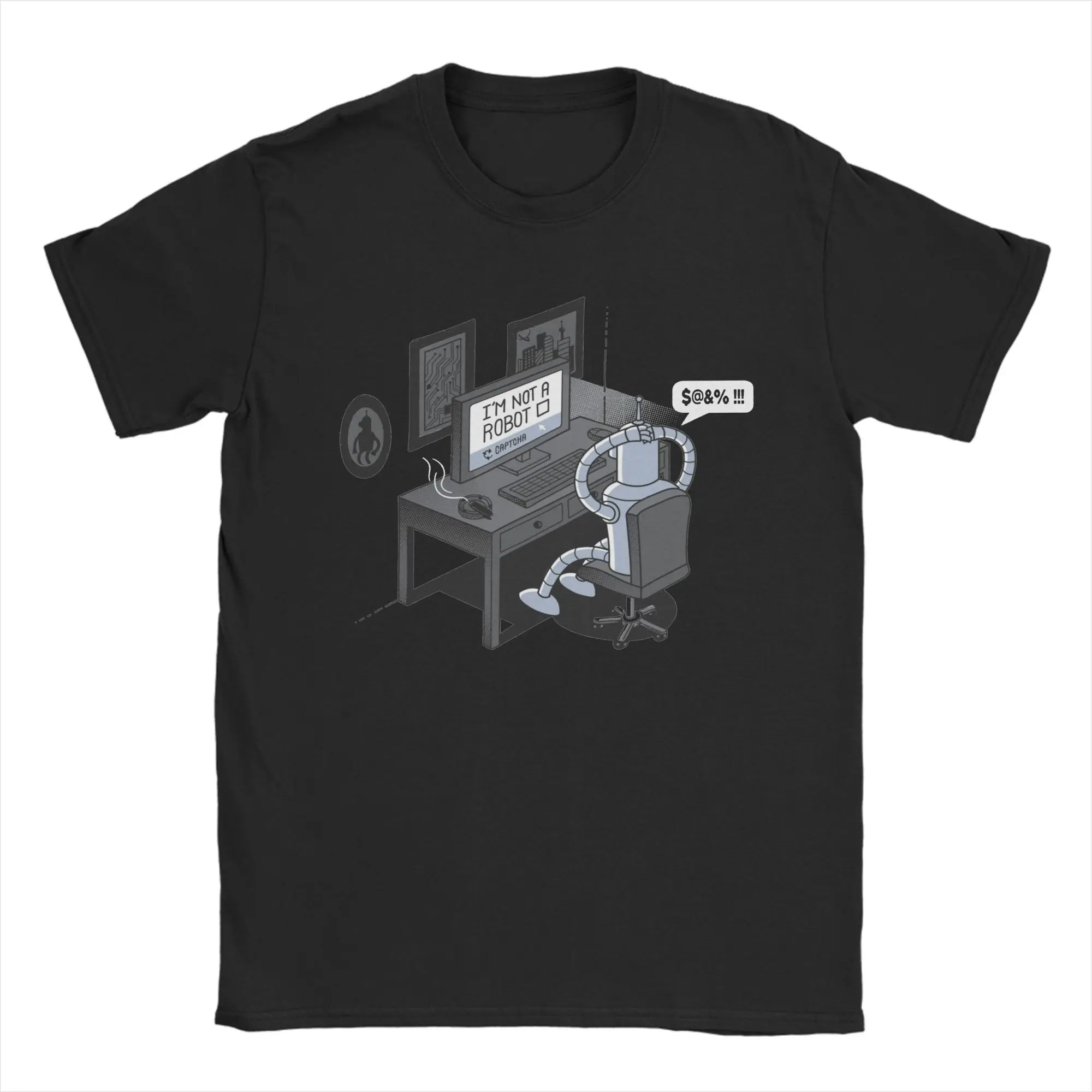 Men Women's I'm Not A Robot Captcha Programmer T Shirt  100% Cotton Clothes Vintage Round Collar Tee Shirt Party T-Shirt