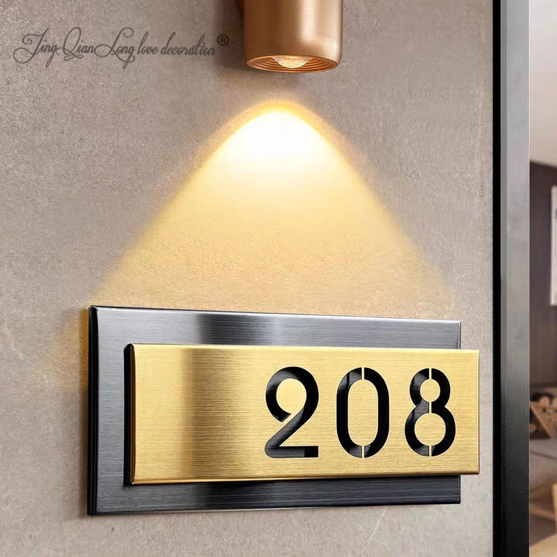 علامات عناوين مخصصة، علامات عناوين من الفولاذ المقاوم للصدأ، لوحات أرقام الباب، لوحات أرقام العنوان #1