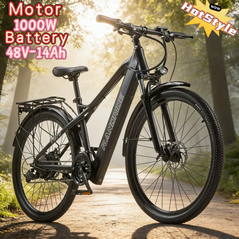 

Электровелосипед для взрослых 48В14Ач, прямые продажи с завода, новая модель 2026 года YG70, 27-дюймовый электровелосипед 1000Вт с передней подвеской, городской электровелосипед