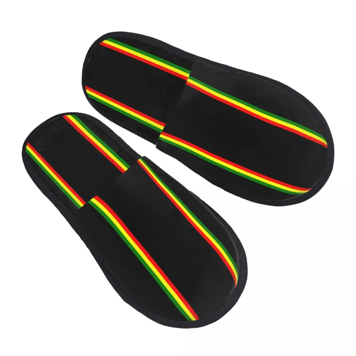 Custom Rasta Stripe Rasta Color Memory Foam Slippers Women Comfy Warm Jamaican House Slippers