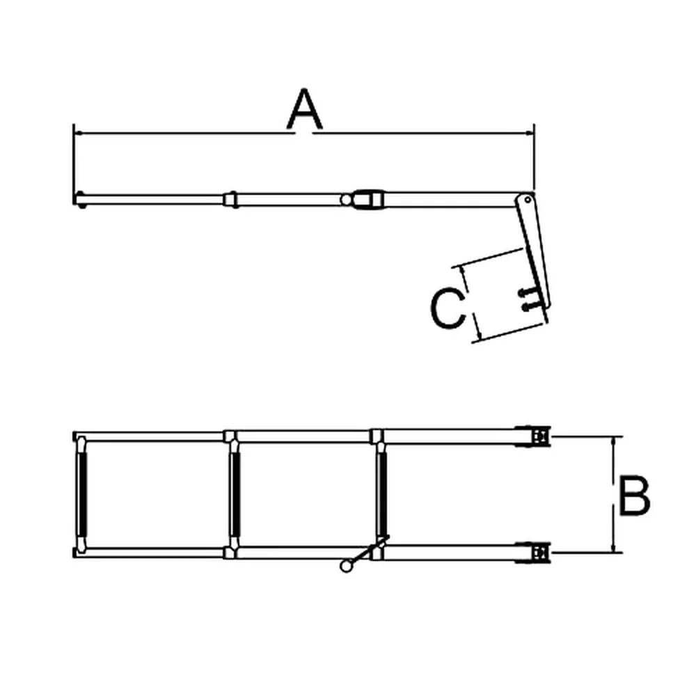 B00301SLT 304 Stainless Steel Telescoping Gudgeon Sliding Over Platform Boat Boarding Ladder 3 Step