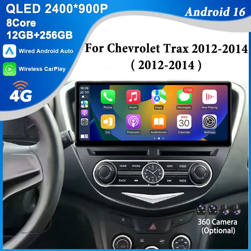 12.3 inch for Chevrolet  Trax 2012 - 2014  Android Auto Car Radio Mutimedia Player GPS Navigation Bluetooth  4G DSP  WFi  QLED