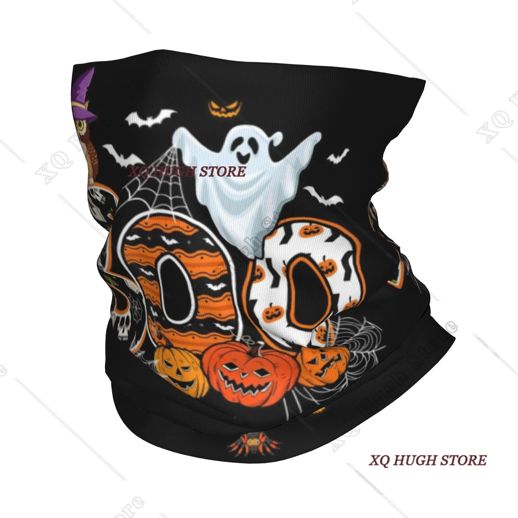 

Custom Halloween Pumpkin Owl Bandana Winter Neck Warmer Men Windproof Wrap Face Scarf for Ski Gaiter Headband