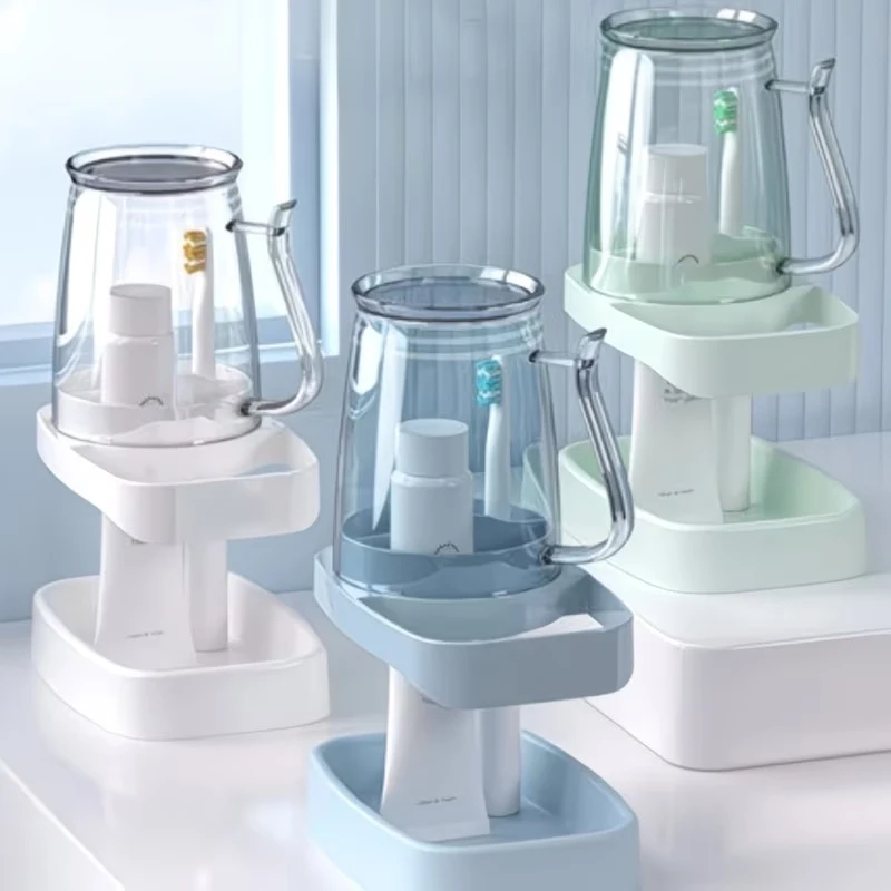 Space Saving Toothbrush Holder with Cup Self-supporting No Need for Power Suitable for Home Dormitory and School Use