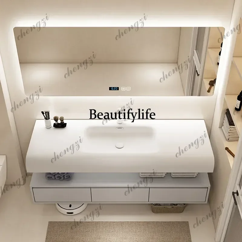 Stone skin all-in-one basin casual style bathroom wall cabinet bathroom wash basin wash basin bathroom cabinet combination b567