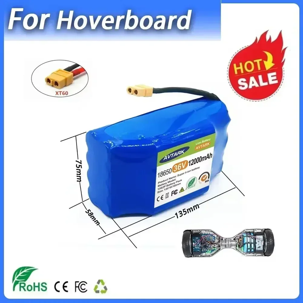 36V 7Ah Battery Hoverboard Rechargeable Li-ion Battery Pack Li-ion Cell for Electric Self Balance Scooter Hoverboard Unicycle