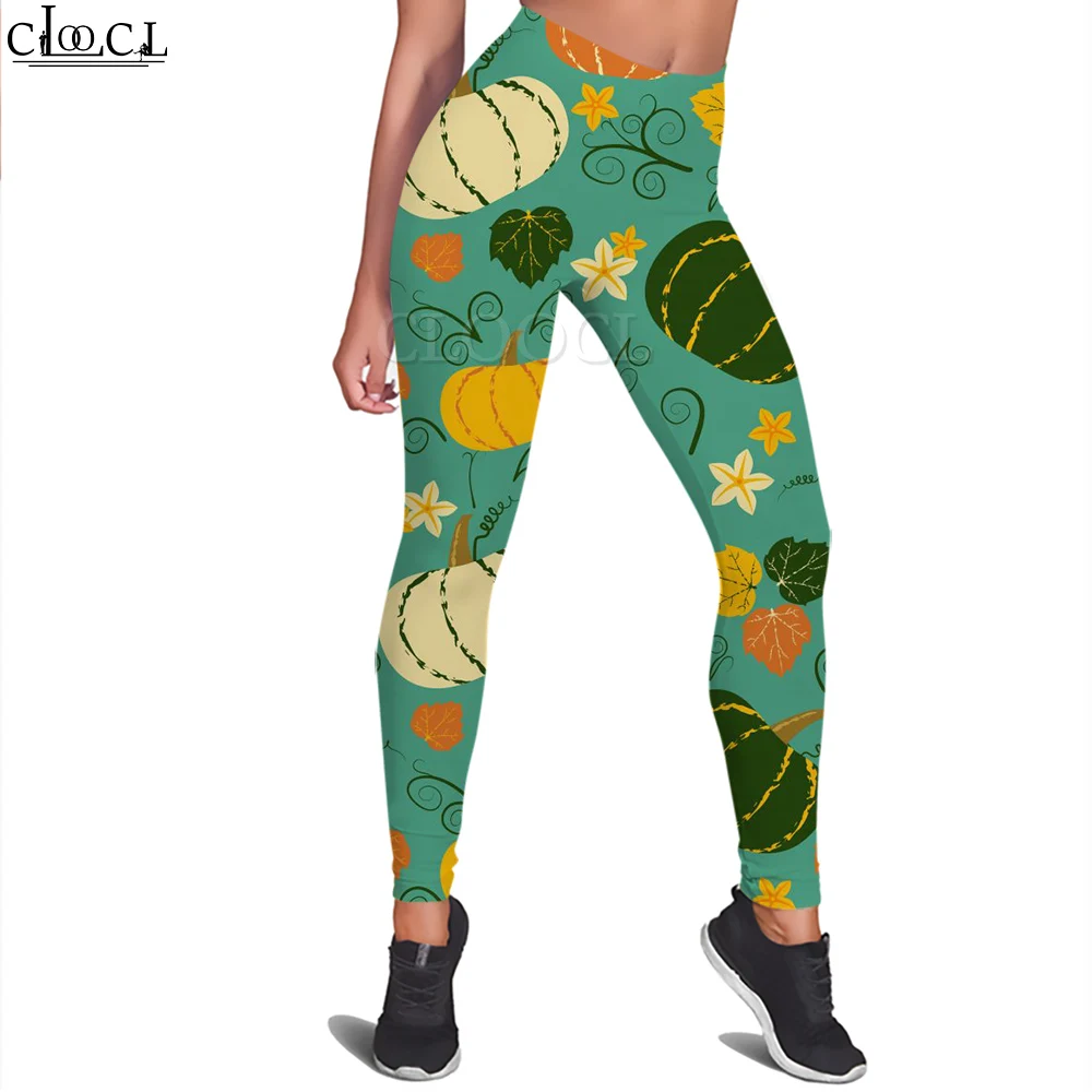 CLOOCL Pumpkin Graphic Women Legging Yoga Pants 3D Legging Women High Waist Trousers Halloween Bat Sports Pants