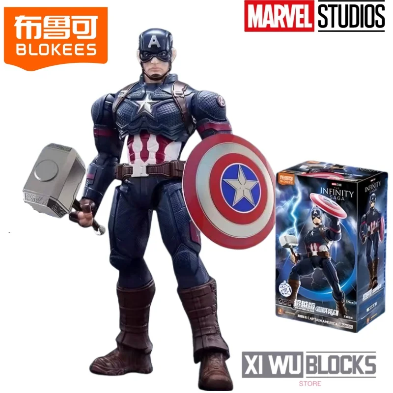 BLOKEES Klocki Konstrukcyjne Mężczyzna Marvel Comics Super Edition Kapitan Ameryka Ruchomy Model Zabawka Ozdoby Kolekcja Prezenty