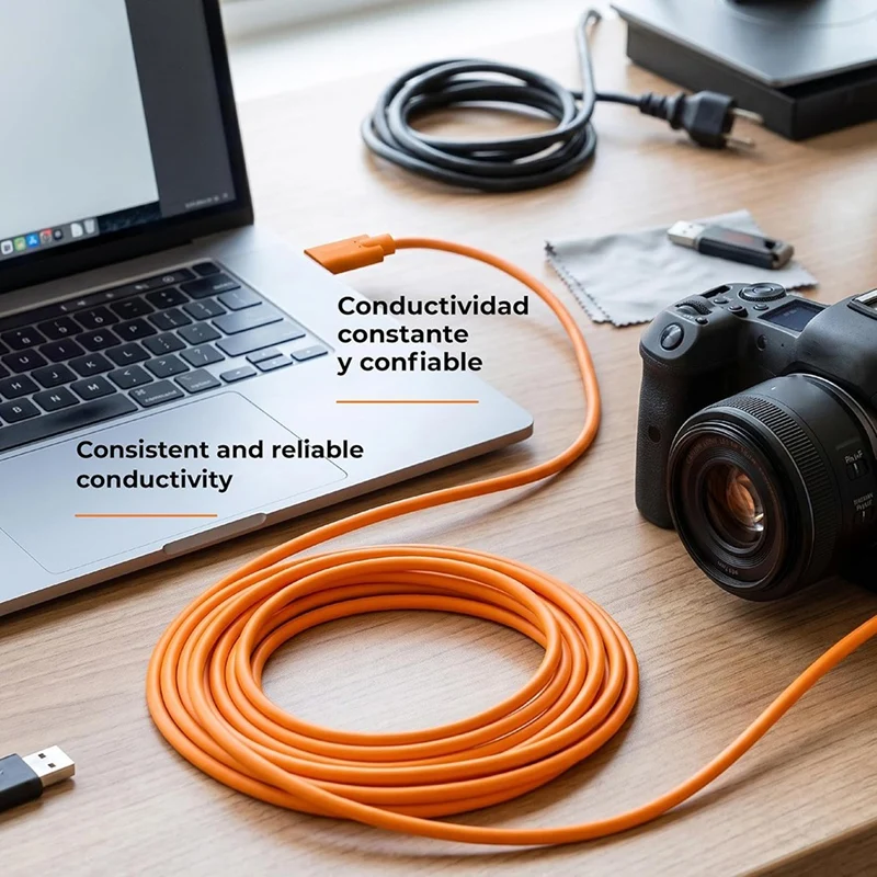 DT23 USB-C to 3.0 Micro-B Right Angle Cable 15 Feet for Camera Tethering Photography Accessories