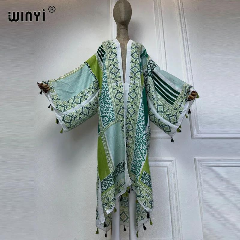 WINYI 2024 europa letnie sukienka boho plażowe eleganckie afrykański sweter damski przyjęcie świąteczne bez rozmiaru Kimono dla kobiet