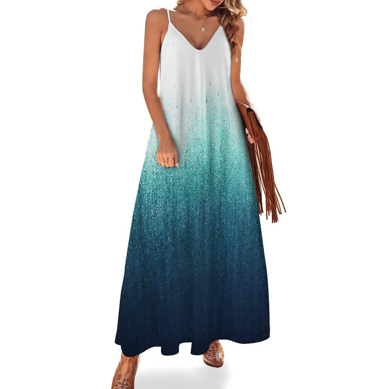 

Teal Ombre Sleeveless Dress dress for woman dress party night Women's skirt