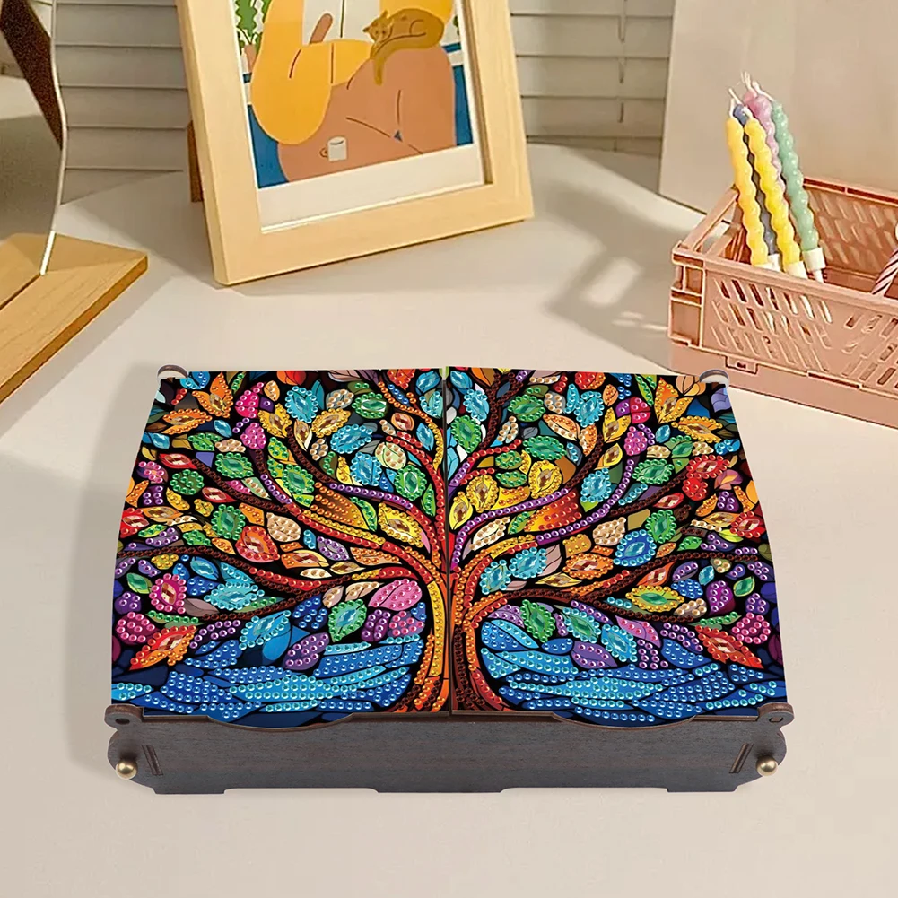 

Деревянная коробка для алмазной мозаики DIY, футляр для хранения алмазной мозаики, шкатулка для украшений DIY